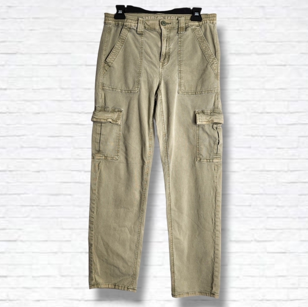 American Eagle Army Green Straight Leg Cargo Pants Size 28/6R x 28"